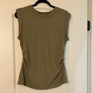 Nine West Olive Ribbed Sleeveless Blouse